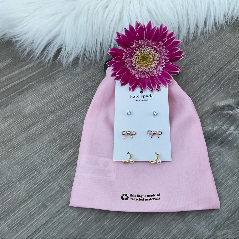 🩷KATE SPADE NEW YORK "Bit Of Shine" Set of 3 Earrings - Picture 2 of 4